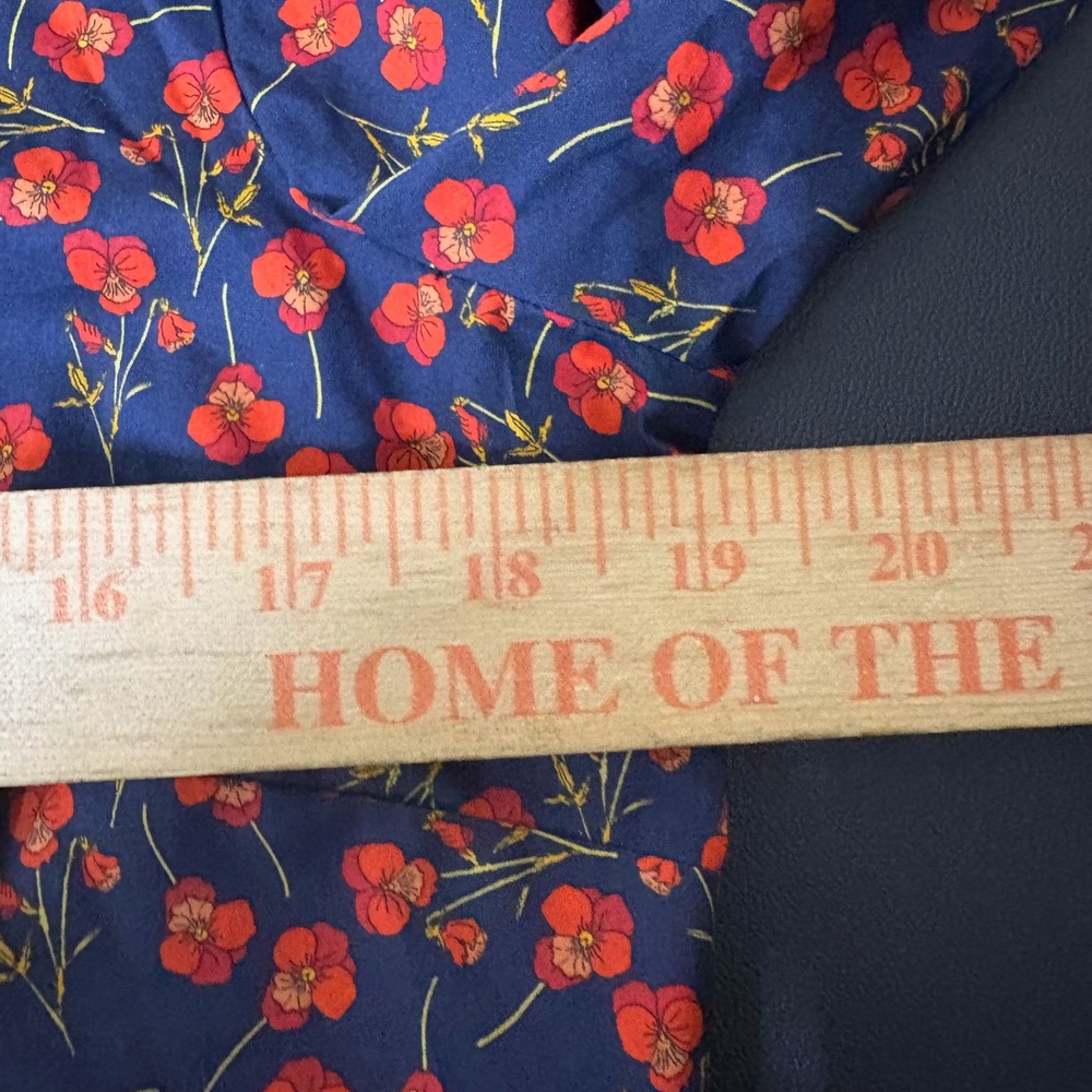 J.Crew Liberty Art Fabric Button Down Shirt Size 10 Floral Navy Peter Pan Collar - Picture 7 of 12